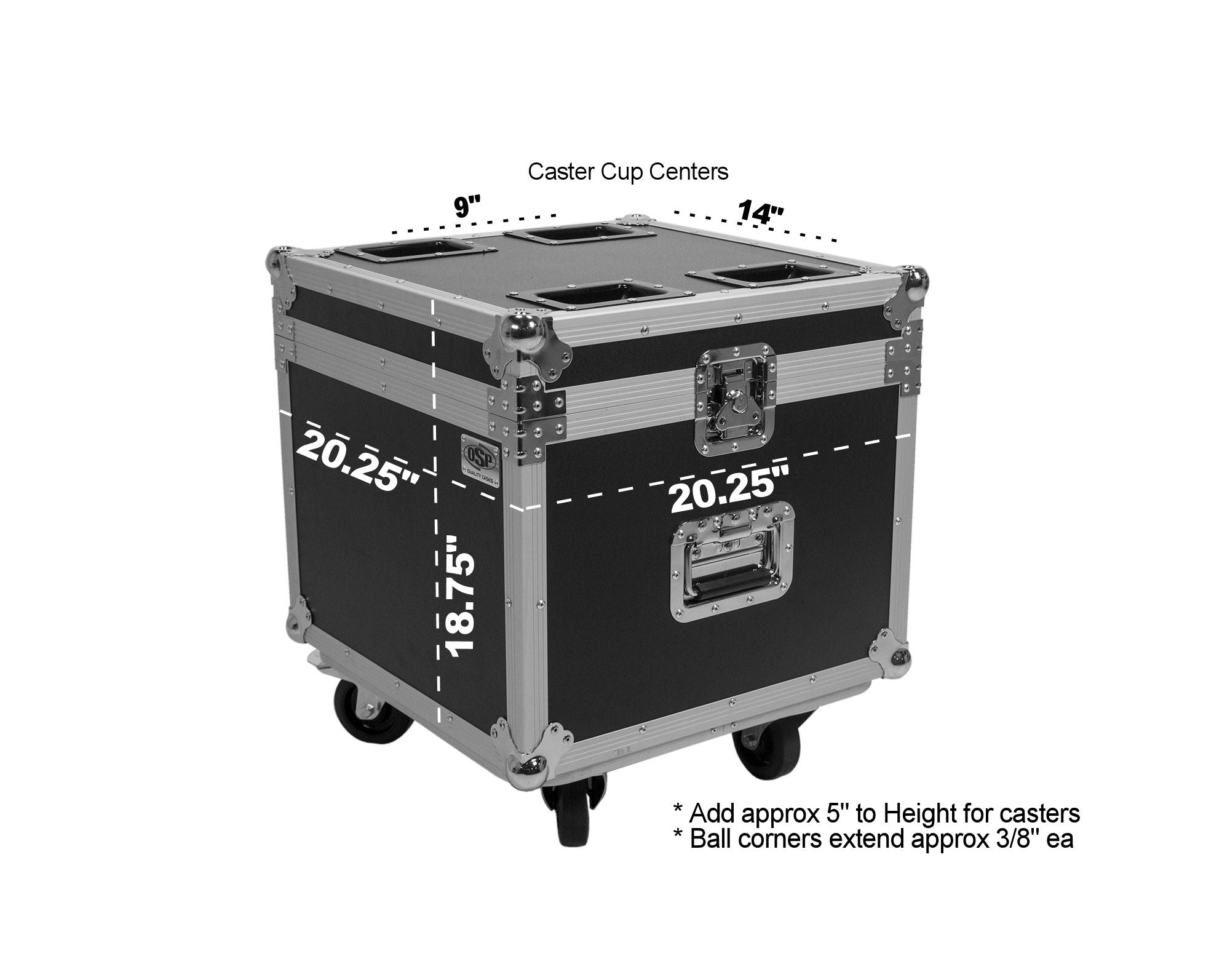 OSP PAR-CASE-4C Universal ATA Flight Case for 4 LED PAR CANS * Upgraded with Casters & Caster Cups *