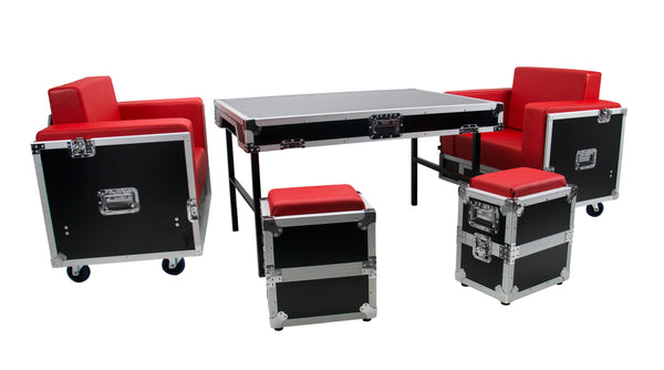 OSP ATA-GR-SET1-RED Green Room Furniture Set  - Black with Red Cushions