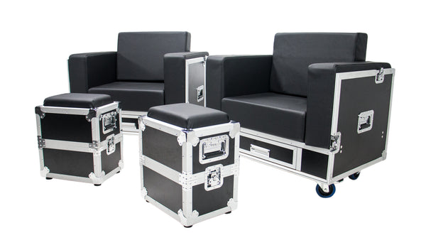 OSP ATA-GR-SET1-BLK Green Room Furniture Set  - Black with Black Cushions