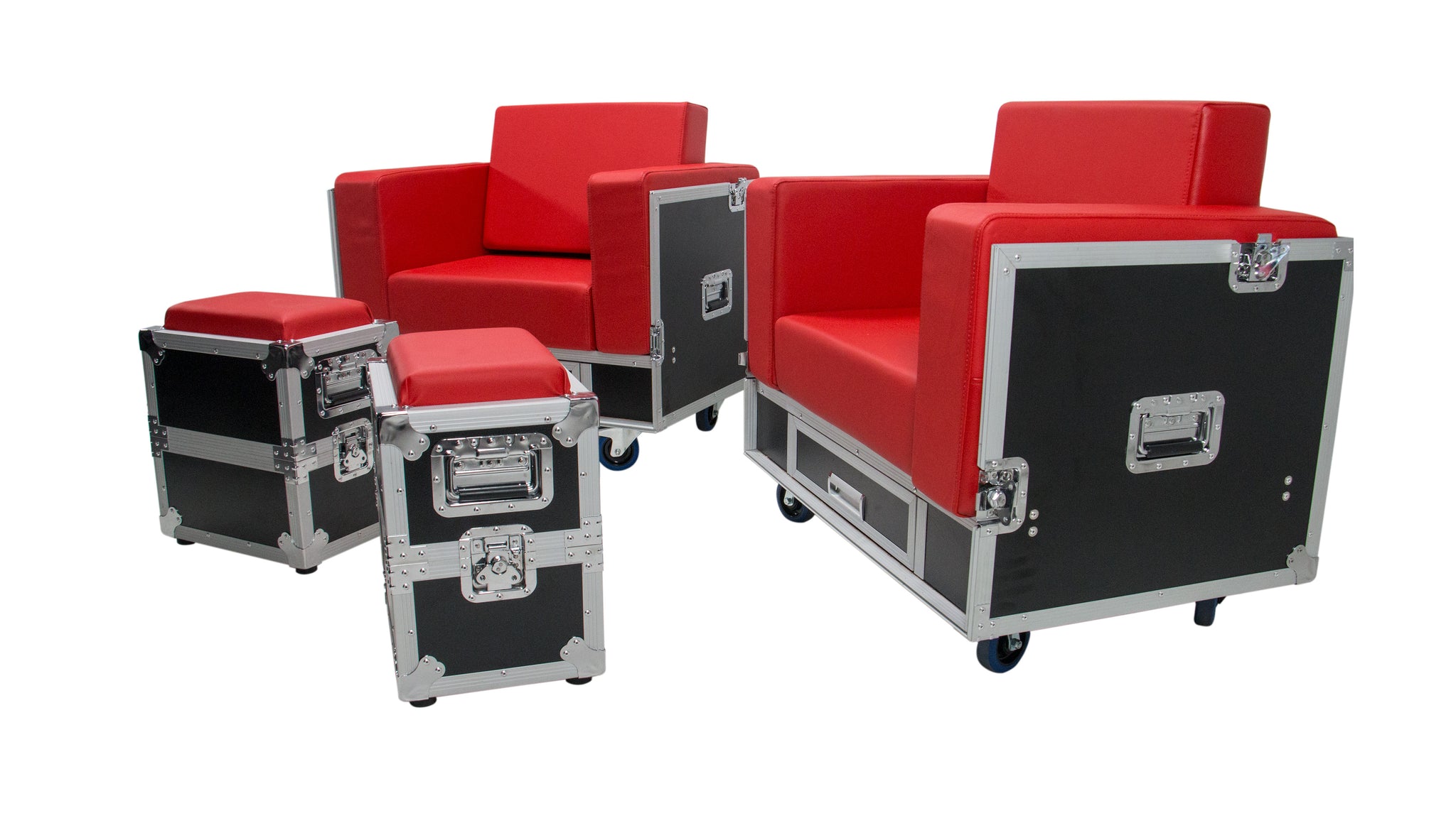 OSP ATA-GR-SET1-RED Green Room Furniture Set  - Black with Red Cushions