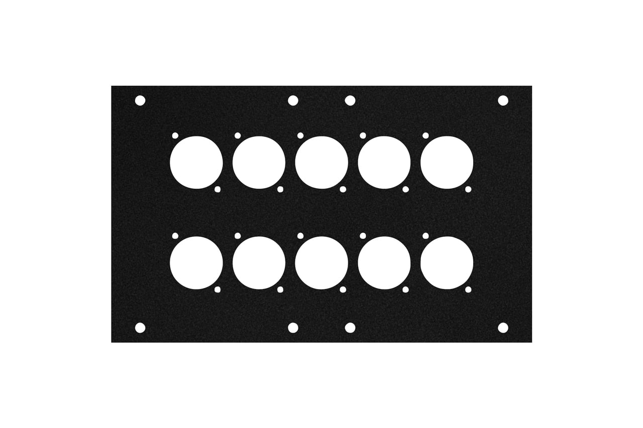 Elite Core ACE-PNL120-10D Black Metal Panel for Full Stage Pocket with 10 D-Series Punch-Outs